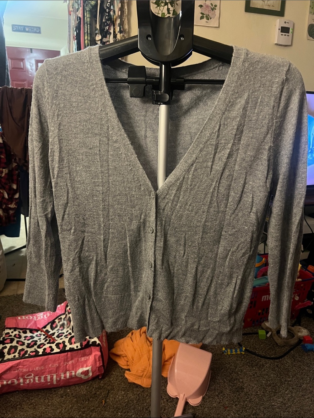 Mossimo Supply Co. Gray V-Neck Button Cardigan